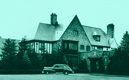 Exterior of the Goodholme building, a former residence, located near the current location of King's College, photo from 1951